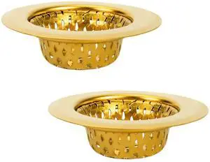 Bathroom Sink Strainers, 2 Pack 2.17 Inches Stainless Steel Small Mesh Utility Sink Drain Stopper Basket Cover Plug Screen, Gold Bathroom Sink Strainers, 2 Pack 2.17 Inches Stainless Steel Small Mesh Utility Sink Drain Stopper Basket Cover Plug Screen, Gold