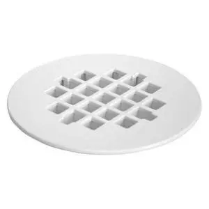 Replacement Shower Drain Strainer, Snap-in, Round, 4-1/4 in Dia, 1/4 in H, Plastic, White - 1 Each Replacement Shower Drain Strainer, Snap-in, Round, 4-1/4 in Dia, 1/4 in H, Plastic, White - 1 Each