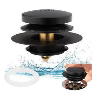 Universal Tip Toe Bath Drain Stopper and Cover, Bathtub Drain Stopper, Replaces Lift and Turn, Tip-Toe and Trip Lever drains for Tub, EZ Installation and Clearing (MATT Black) Universal Tip Toe Bath Drain Stopper and Cover, Bathtub Drain Stopper, Replaces Lift and Turn, Tip-Toe and Trip Lever drains for Tub, EZ Installation and Clearing (MATT Black)