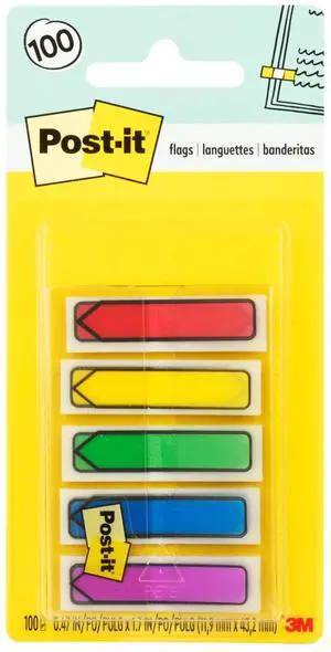 Arrow Flags, 0.47 x 1.7 in, Primary Colors, 1 Dispenser, 100 Flags Arrow Flags, 0.47 x 1.7 in, Primary Colors, 1 Dispenser, 100 Flags