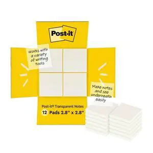 Transparent Notes, 2.8 x 2.8 in, Clear, 12 Pads Transparent Notes, 2.8 x 2.8 in, Clear, 12 Pads