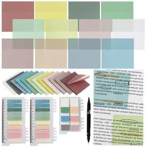 Transparent Clear Sticky Notes Bible Tabs for Books-Morandi Transparent Clear Sticky Notes Bible Tabs for Books-Morandi