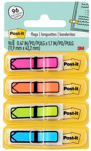 Arrow Flags, .47 x 1.7 in, Assorted Brights, 4 Dispensers Arrow Flags, .47 x 1.7 in, Assorted Brights, 4 Dispensers