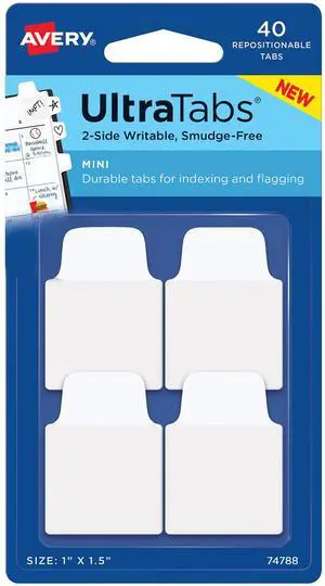1" x 1.5", 2-Side Writable, White, 40 Repositionable Tabs 1" x 1.5", 2-Side Writable, White, 40 Repositionable Tabs
