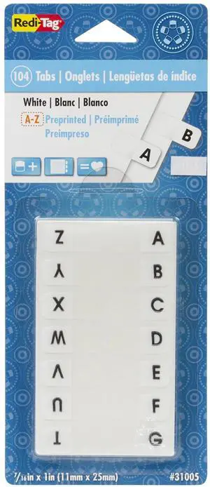 Alphabetical Tabs, A - Z Pre-Printed Divider Tabs, Permanent Adhesive Index Labels,Divider Labels for School, Home and Office, 7/16" x 1", White, 104 Tabs Per Pack, Alphabetical Tabs, A - Z Pre-Printed Divider Tabs, Permanent Adhesive Index Labels,Divider Labels for School, Home and Office, 7/16" x 1", White, 104 Tabs Per Pack,