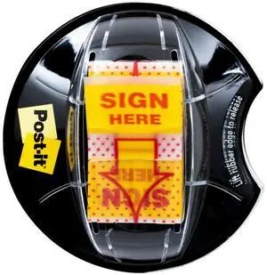 Sign Here, 200/High Volume Desk Grip Dispenser, 1 in Wide, Yellow Sign Here, 200/High Volume Desk Grip Dispenser, 1 in Wide, Yellow