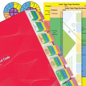 Electrical Code Tabs for NEC 2023, 140 PCS Laminated & Color-Coded for National Electrical Code, with Formula Guide/Wire Chart/2 Ohms Law Wheel Stickers/Page Numbers Card Electrical Code Tabs for NEC 2023, 140 PCS Laminated & Color-Coded for National Electrical Code, with Formula Guide/Wire Chart/2 Ohms Law Wheel Stickers/Page Numbers Card