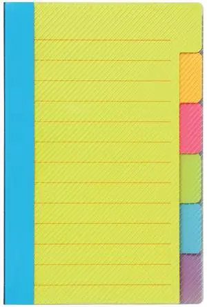 Divider Sticky Notes, Tabbed Self-Stick Lined Note Pad, 60 Ruled Notes, 4 x 6 Inches, Assorted Neon Colors Divider Sticky Notes, Tabbed Self-Stick Lined Note Pad, 60 Ruled Notes, 4 x 6 Inches, Assorted Neon Colors