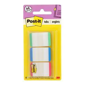 Sticky Tabs, 1 in. x 1.5 in., 3 Pads of Book Tabs in Assorted Primary Colors for Bookmarking, Annotating, Reading, and Reminders, Green, Blue, and Red Sticky Tabs, 1 in. x 1.5 in., 3 Pads of Book Tabs in Assorted Primary Colors for Bookmarking, Annotating, Reading, and Reminders, Green, Blue, and Red
