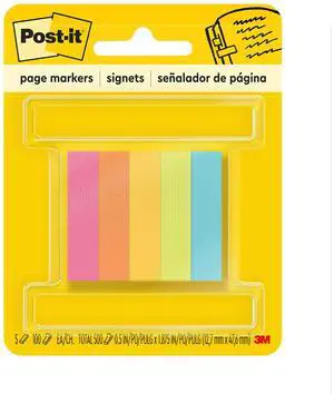 Page Markers, Assorted Colors, 1/2 in x 2 in, 100 Sheets/Pad, 5 Pads/Pack Page Markers, Assorted Colors, 1/2 in x 2 in, 100 Sheets/Pad, 5 Pads/Pack