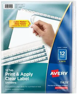 Binder Dividers, Easy Print & Apply Clear Label Strip, Index Maker, White Tabs, 5 Sets Binder Dividers, Easy Print & Apply Clear Label Strip, Index Maker, White Tabs, 5 Sets