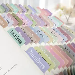 Colorful Bible Tabs for Adults Kids, 100 Pcs Large Print Catholic Bible Tabs, Laminated and Repositionable, Easy to Read & Tear-Resistant Colorful Bible Tabs for Adults Kids, 100 Pcs Large Print Catholic Bible Tabs, Laminated and Repositionable, Easy to Read & Tear-Resistant