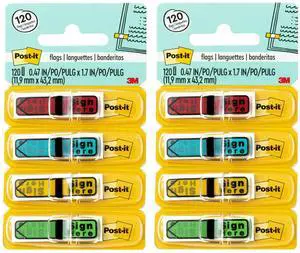 Arrow Flags, "Sign Here", 4 Colors with Dispensers, 120 per Pack -:- Sold as 2 Packs of - 120 - / - Total of 240 Each Arrow Flags, "Sign Here", 4 Colors with Dispensers, 120 per Pack -:- Sold as 2 Packs of - 120 - / - Total of 240 Each