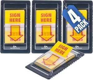 Sign Here Flags, Yellow Sign Here Tabs, Adhesive Page Marker, 1" Wide, 4 Pack Sign Here Flags, Yellow Sign Here Tabs, Adhesive Page Marker, 1" Wide, 4 Pack