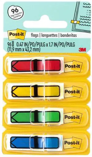 Arrow Flags, .47 x 1.7 in, Primary Colors, 4 Dispensers Arrow Flags, .47 x 1.7 in, Primary Colors, 4 Dispensers