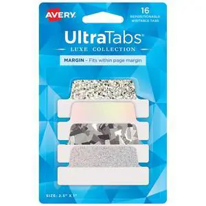 Ultra Tabs Luxe Collection, 2.5" x 1" Margin Tabs, Holographic Iridescent Designs, Repositionable, 16 Total Ultra Tabs Luxe Collection, 2.5" x 1" Margin Tabs, Holographic Iridescent Designs, Repositionable, 16 Total