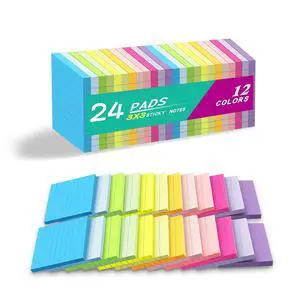 Lined Sticky Notes 3x3 in,Bright Notepads with Lines Lined Sticky Notes 3x3 in,Bright Notepads with Lines