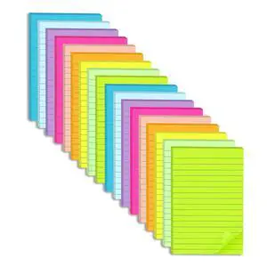 Lined Sticky Notes 4x6 in,Bright Large Notepads with Lines Lined Sticky Notes 4x6 in,Bright Large Notepads with Lines