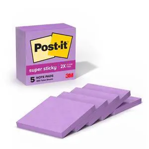 Super Sticky Notes, 3 x 3 in, 5 Pads, 90 Sheets/Pad Super Sticky Notes, 3 x 3 in, 5 Pads, 90 Sheets/Pad