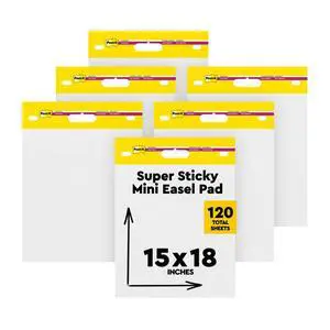 Super Sticky Mini Easel Pad, 15 x 18 in, White, 6 Pads Super Sticky Mini Easel Pad, 15 x 18 in, White, 6 Pads