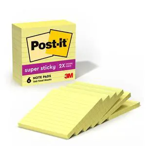 Super Sticky Notes, 4 x 4 in, Canary Yellow, 6 Lined Pads Super Sticky Notes, 4 x 4 in, Canary Yellow, 6 Lined Pads