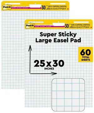 Super Sticky Easel Pad, 25 x 30 in, White Grid, 3 Pads Super Sticky Easel Pad, 25 x 30 in, White Grid, 3 Pads