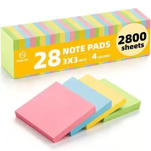 Sheets Sticky Notes 3x3 Inch100 Sheets/Pad, 4 Soft Colors (Yellow, Green, Pink, Blue) Light Colored Self-Stick Pads, Bulk Office Supplies for Work, School & Home Sheets Sticky Notes 3x3 Inch100 Sheets/Pad, 4 Soft Colors (Yellow, Green, Pink, Blue) Light Colored Self-Stick Pads, Bulk Office Supplies for Work, School & Home