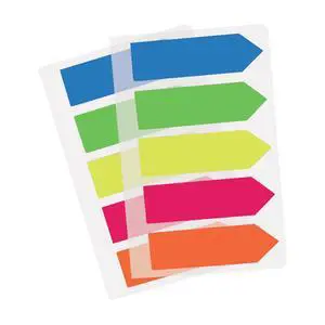 Color Arrow Flags in Handy Clip-On Holder, 5 Assorted Colors, Custom Message Flags, 125 Flags per Pack, 1-5/8" x 15/32" (B31118) Color Arrow Flags in Handy Clip-On Holder, 5 Assorted Colors, Custom Message Flags, 125 Flags per Pack, 1-5/8" x 15/32" (B31118)