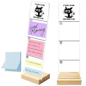 Monitor Memo Board with Removable Wooden Base Acrylic Portable Sticky Note Holder, It's Fine I'm Fine Everything is Fine Logo Office Desk Desk Set Sticky Notes 100 Sheets Monitor Memo Board with Removable Wooden Base Acrylic Portable Sticky Note Holder, It's Fine I'm Fine Everything is Fine Logo Office Desk Desk Set Sticky Notes 100 Sheets