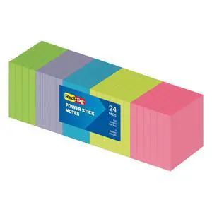 Sticky Notes, Power Stick Notes, Adhesive Reminders, 3" x 3" Reusable Notes, Strong Adhesive Memos, Assorted Bright Colors, 24 Pack (1000978) Sticky Notes, Power Stick Notes, Adhesive Reminders, 3" x 3" Reusable Notes, Strong Adhesive Memos, Assorted Bright Colors, 24 Pack (1000978)