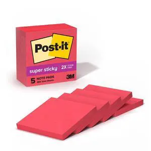 Super Sticky Notes, 3 x 3 in, Red, 5 Lined Pads Super Sticky Notes, 3 x 3 in, Red, 5 Lined Pads