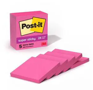 Super Sticky Notes, 3 x 3 in, 5 Pads, 90 Sheets/Pad Super Sticky Notes, 3 x 3 in, 5 Pads, 90 Sheets/Pad