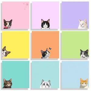 9 Pads Cute Sticky Notes Set, 3" x 3" Black Cat Self Stick Notepads, Funny Sticky Notes Set, Cat Stationery, Kawaii Adhesive Memo Pads, Cat Lover Gifts, Office Decor Desk Accessories, School Supplies 9 Pads Cute Sticky Notes Set, 3" x 3" Black Cat Self Stick Notepads, Funny Sticky Notes Set, Cat Stationery, Kawaii Adhesive Memo Pads, Cat Lover Gifts, Office Decor Desk Accessories, School Supplies