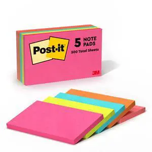 Notes, 3 in x 5 in, 5 Pads, America #1 Favorite Sticky Notes, Cape Town Collection, Bright Colors (Magenta, Pink, Blue, Green), Clean Removal, Recyclable Notes, 3 in x 5 in, 5 Pads, America #1 Favorite Sticky Notes, Cape Town Collection, Bright Colors (Magenta, Pink, Blue, Green), Clean Removal, Recyclable