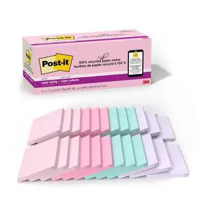 Recycled Super Sticky Notes, 4 x 6 in, Pastels, 4 Pads Recycled Super Sticky Notes, 4 x 6 in, Pastels, 4 Pads