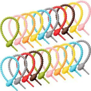 Reusable Silicone Cable Ties, 8 Inch Twist Straps for Cord Management, Charging Cables, Kitchen Bags Organization, Flexible Rubber Zip Ties (Multicolor) Reusable Silicone Cable Ties, 8 Inch Twist Straps for Cord Management, Charging Cables, Kitchen Bags Organization, Flexible Rubber Zip Ties (Multicolor)