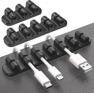 Upgraded Cable Holder, Cable Management Cord Organizer Clips Silicone Self Adhesive for Desktop USB Charging Cable Power Cord Bedside Wire PC Office Home (3/5/7 slot,Black) Upgraded Cable Holder, Cable Management Cord Organizer Clips Silicone Self Adhesive for Desktop USB Charging Cable Power Cord Bedside Wire PC Office Home (3/5/7 slot,Black)