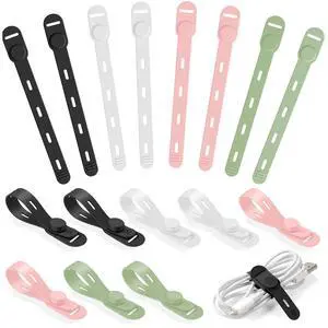 Reusable Silicone Cable Ties, Soft Cord Bundlers for USB Chargers, Kitchen Appliance, Adjustable Wire Management Straps with Secure Buckle, Travel Tech & Cruise Essentials Keepers, Multicolor Reusable Silicone Cable Ties, Soft Cord Bundlers for USB Chargers, Kitchen Appliance, Adjustable Wire Management Straps with Secure Buckle, Travel Tech & Cruise Essentials Keepers, Multicolor