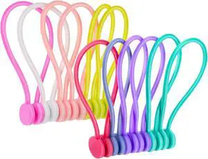 Magnetic Cords Organizers, FGSAEOR Reusable Silicone Twist Cable Ties for Bundling and Organizing, Holding Stuff, Book Markers, Fridge Magnets, Cable Manager Keeper Wrap Straps Clips Magnetic Cords Organizers, FGSAEOR Reusable Silicone Twist Cable Ties for Bundling and Organizing, Holding Stuff, Book Markers, Fridge Magnets, Cable Manager Keeper Wrap Straps Clips