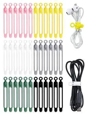 Silicone Cable Ties, Reusable Cord Organizer High Elasticity, Multipurpose Cable Management Organizer for Bundling and Fastening Cable Cords Wires (6 Colors) Silicone Cable Ties, Reusable Cord Organizer High Elasticity, Multipurpose Cable Management Organizer for Bundling and Fastening Cable Cords Wires (6 Colors)
