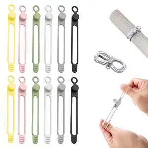 Silicone Cable Organizers, 12-Pack Reusable Elastic Cord Straps & Wire Ties for Cable Management, Multi-Purpose Organizer for Travel, Home, Office, Desk Drawer Storage Silicone Cable Organizers, 12-Pack Reusable Elastic Cord Straps & Wire Ties for Cable Management, Multi-Purpose Organizer for Travel, Home, Office, Desk Drawer Storage