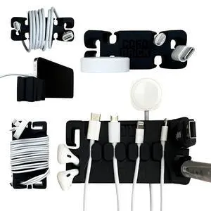 Bundle Weighted Cord Holders for Nightstand & Desk - Phone Charger Cable Management Travel, Phone Accessory, Stocking Stuffer - Gift for Home, Office - Black Bundle Weighted Cord Holders for Nightstand & Desk - Phone Charger Cable Management Travel, Phone Accessory, Stocking Stuffer - Gift for Home, Office - Black