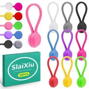 Reusable Magnetic Cord Ties - Flexible Silicone Cable Organizer with Anti-Slip Straps for Charging Cables, Home & Office Use Reusable Magnetic Cord Ties - Flexible Silicone Cable Organizer with Anti-Slip Straps for Charging Cables, Home & Office Use