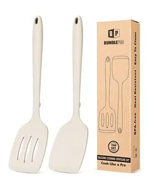 Pack of 2 Silicone Spatula Turners, Non Stick Slotted Kitchen Spatula Set, Heat Resistant BPA Free Kitchen Utensils, One-Piece Design, Suitable for Flipping Fish, Eggs, Steak, Pancakes(KHAKI) Pack of 2 Silicone Spatula Turners, Non Stick Slotted Kitchen Spatula Set, Heat Resistant BPA Free Kitchen Utensils, One-Piece Design, Suitable for Flipping Fish, Eggs, Steak, Pancakes(KHAKI)
