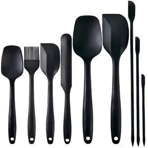 Silicone Spatula Set 9Pcs, Heat Resistant 572°F, Durable One-Piece Design, BPA-Free for Baking, Cooking, and Mixing Non Stick Dishwasher Safe, Black Silicone Spatula Set 9Pcs, Heat Resistant 572°F, Durable One-Piece Design, BPA-Free for Baking, Cooking, and Mixing Non Stick Dishwasher Safe, Black
