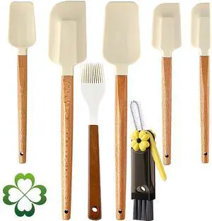 Silicone Spatula Set, Food Grade Rubber Spatula Set with Wooden Handle, Heat Resistant Up to 600°F, Silicone Utensils Set for Baking, Cooking & Mixing, Jar, Non-Stick Kitchen Utensils Silicone Spatula Set, Food Grade Rubber Spatula Set with Wooden Handle, Heat Resistant Up to 600°F, Silicone Utensils Set for Baking, Cooking & Mixing, Jar, Non-Stick Kitchen Utensils
