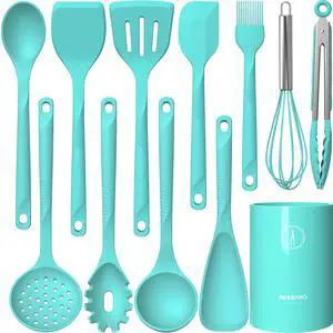 Silicone Cooking Utensils Set - 600°F Heat Resistant, Nonstick Kitchen Utensil Set with Spatulas, Spoons, Whisk, Tongs, BPA Free, Dishwasher Safe Silicone Cooking Utensils Set - 600°F Heat Resistant, Nonstick Kitchen Utensil Set with Spatulas, Spoons, Whisk, Tongs, BPA Free, Dishwasher Safe