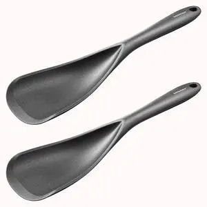Cooking Spoon for Nonstick Cookwares, Silicone Spoon for Mixing, Scoop, and Scrape,Seamless Design, 12.6'', 2 Pack, Black Cooking Spoon for Nonstick Cookwares, Silicone Spoon for Mixing, Scoop, and Scrape,Seamless Design, 12.6'', 2 Pack, Black