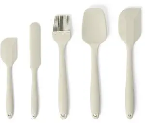 Silicone Spatulas, 5-Piece Set, Heat-Resistant, Food-Grade, BPA-Free, Non-Slip Handle, Safe for Nonstick Cookware, Dishwasher-Safe, Linen Gray Silicone Spatulas, 5-Piece Set, Heat-Resistant, Food-Grade, BPA-Free, Non-Slip Handle, Safe for Nonstick Cookware, Dishwasher-Safe, Linen Gray