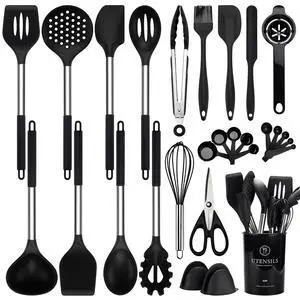 Silicone Kitchen Utensils Set with Stainless Steel Handles Silicone Kitchen Utensils Set with Stainless Steel Handles